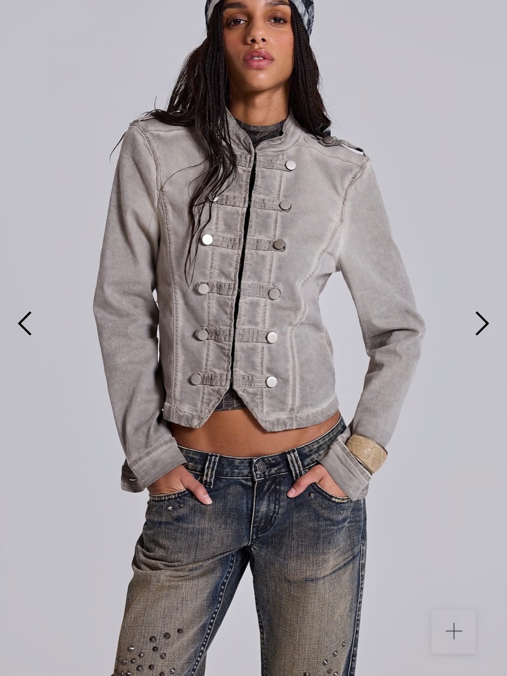 Jaded London Rebel Military Jacket in Clay